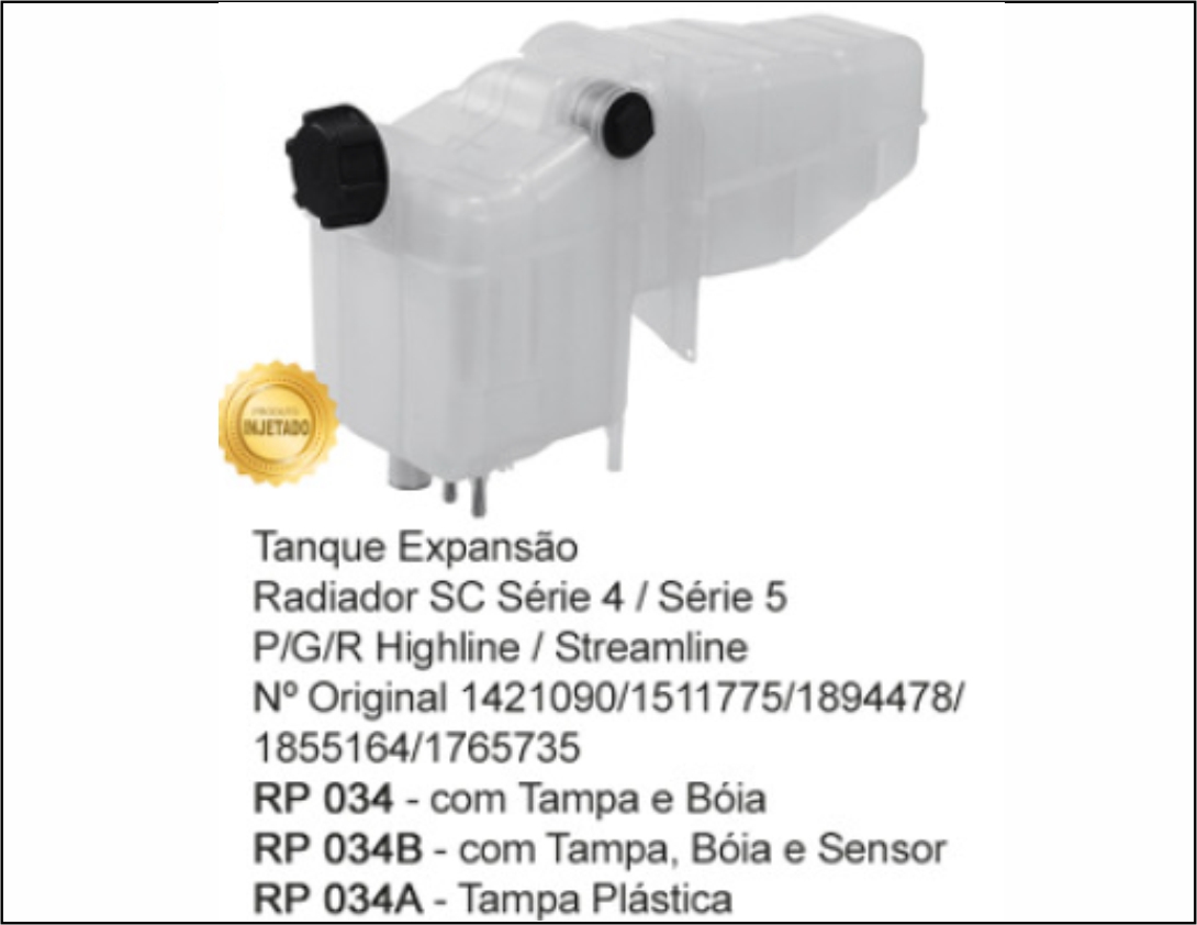 RP034B - TANQUE DE EXPANSAO SCANIA S4 S5 S6 C/SENSOR