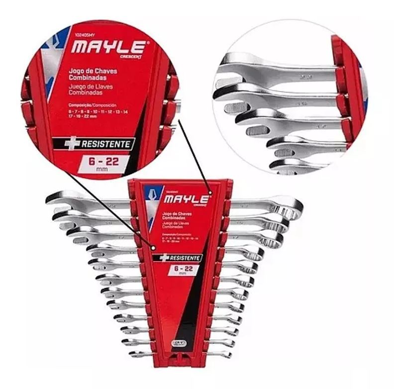 102405MY - JOGO CHAVE COMBINADA MAYLE 06 A 22