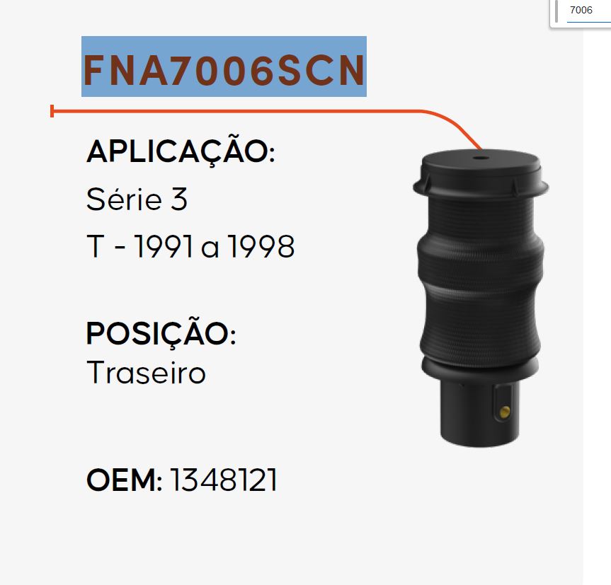 FNA7006SCN - BOLSA AMORT CABINE SCANIA 112 113 - T 1991 ATE 1998