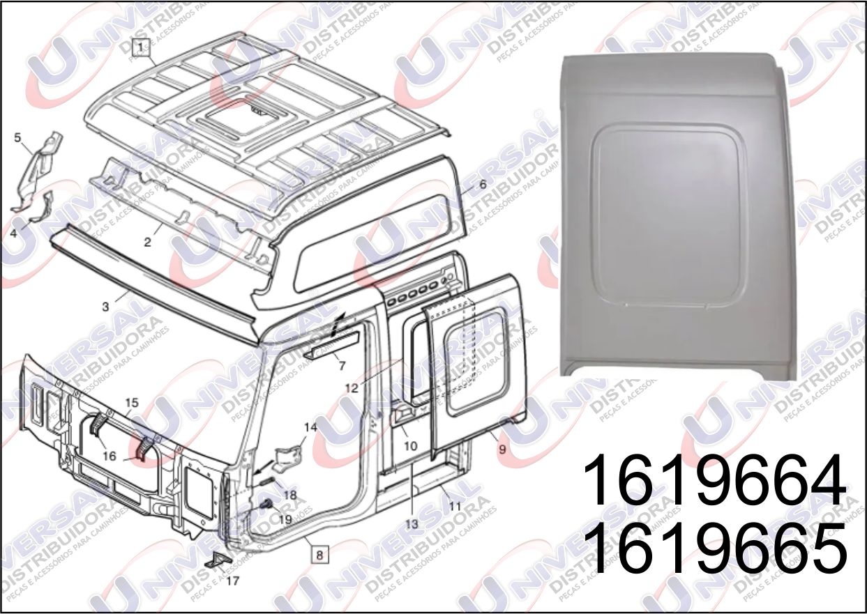 1619664 - CHAPA LATERAL CABINE VOLVO FH 2004 LE