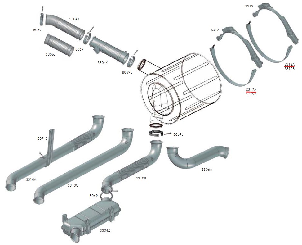S312A - CINTA INOX P/SUPORTE CATALISADOR SCANIA EURO 5 2012...2018 (1833835/2