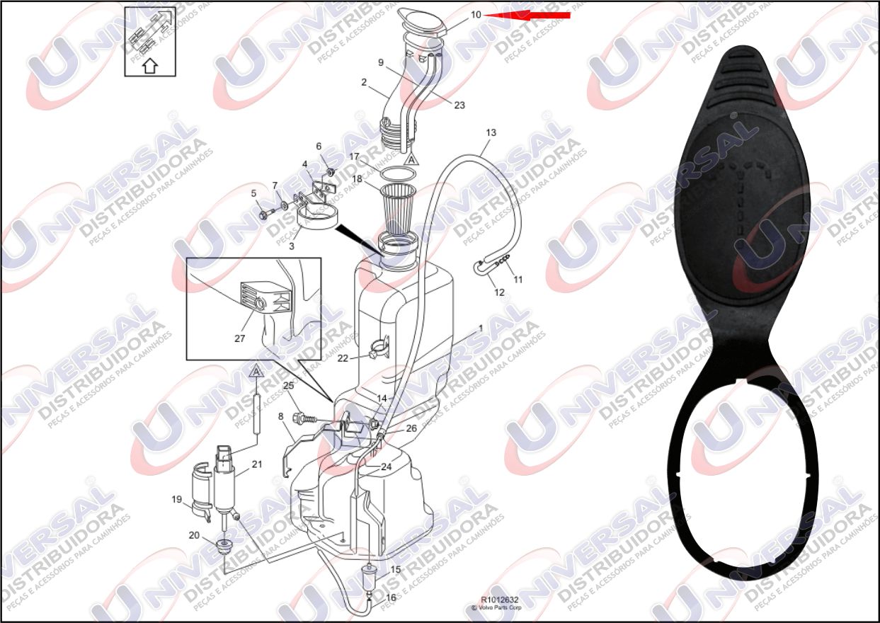 RP073B - TAMPA RESERV AGUA LIMPADOR PARABRISA VOLVO FH/FM