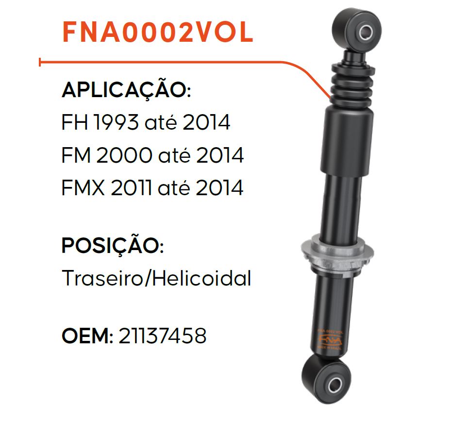 FNA0002VOL - AMORT CABINE P/ VOLVO FH 2004 EIXO 18MM TRAS