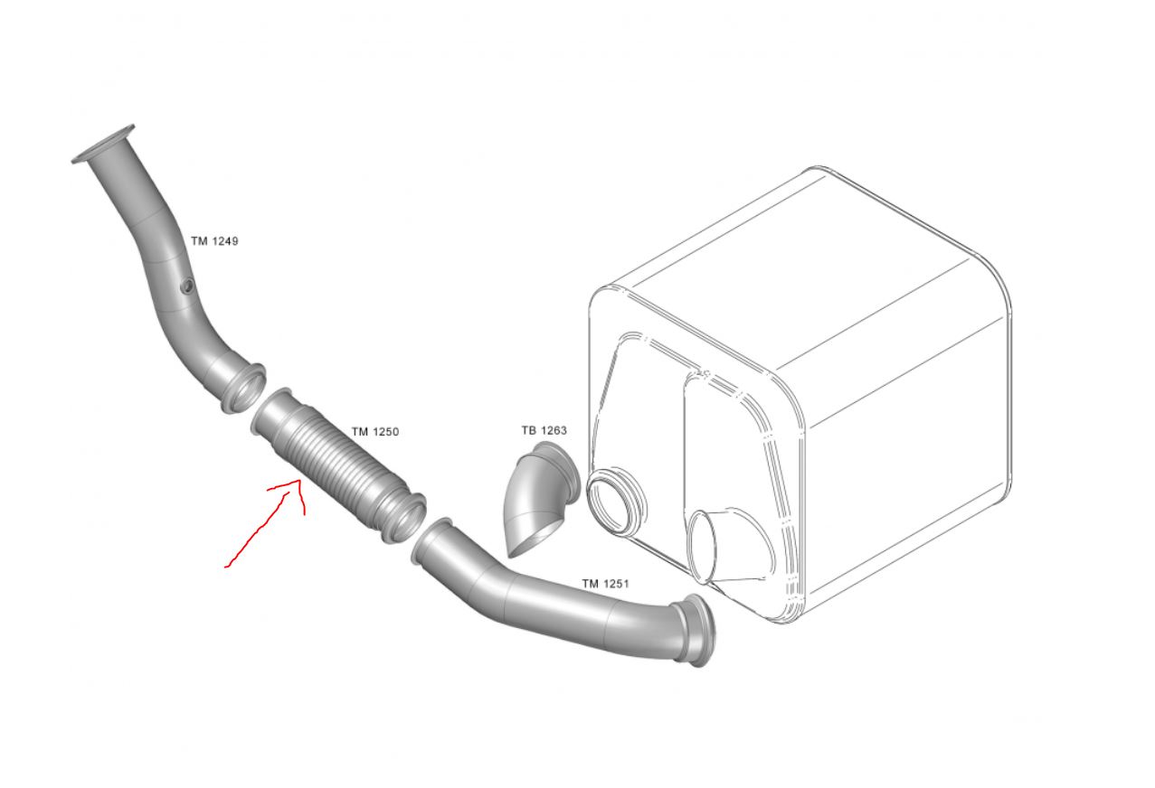 TM1250 - TUBO INTERMEDIARIO FLEXIVEL 3,5" INOX VW CONSTELLATION