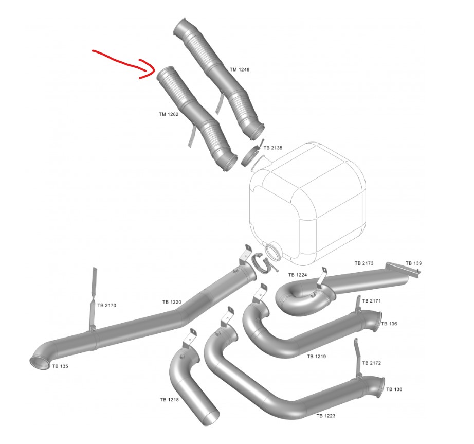 TM1262 - TUBO SAIDA MOTOR SCANIA NTG P 2023/2025 EURO 6