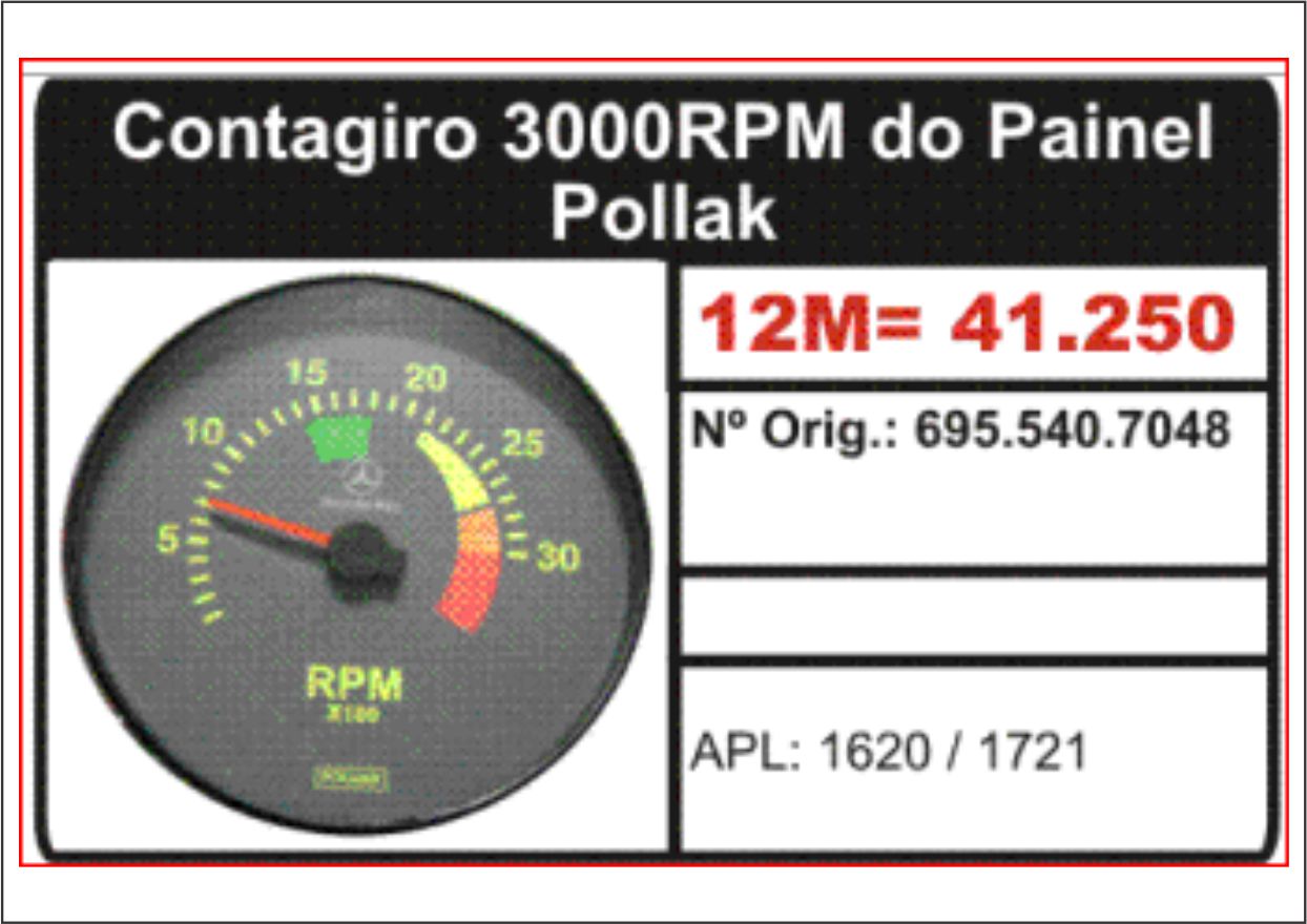 41.250PO - RELOGIO CONTA GIRO POLLAK 3000 RPM (BIVOLTS)