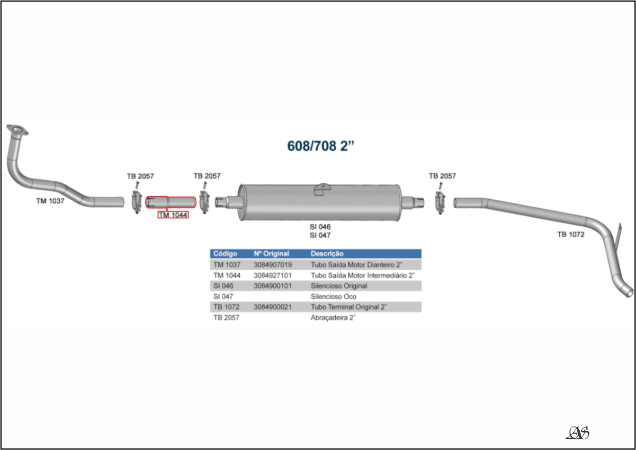 TM1044 - TUBO INTERMEDIARIO MB 608/708 2POL