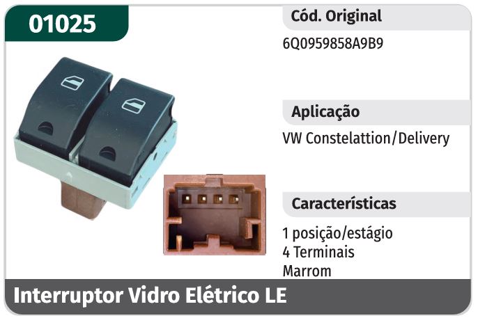 IM34271 - INTERRUPTOR VIDRO ELET VW MOTORISTA LE DUPLO SEM AUTOMATICO