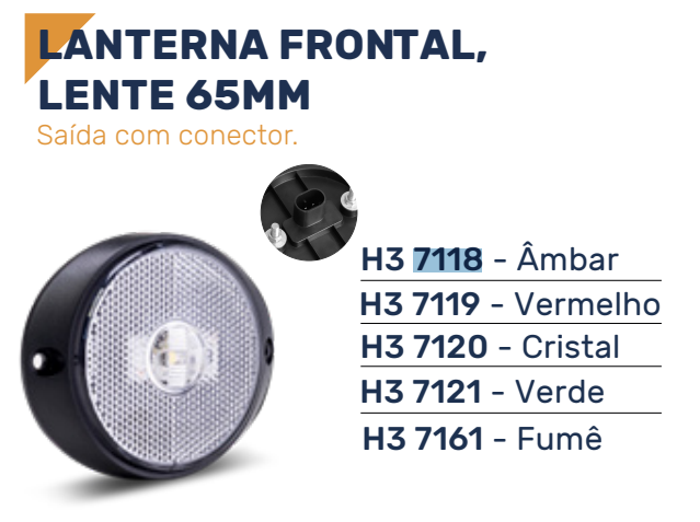 H37118 - LANTERNA LATERAL RED 65MM LED ( TIPO OLHO GATO ) AM