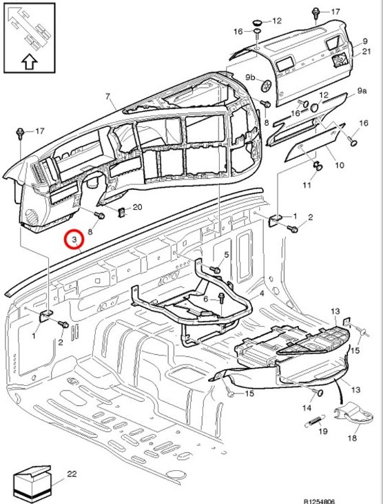 8189430 - BORRACHA INTERNA PARABRISA SUPERIOR VOLVO FH 12 TETO ALTO