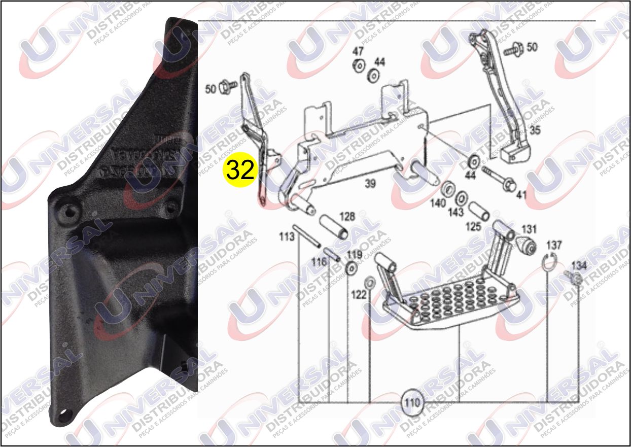 AD0931 - SUPORTE ESTRIBO H DIANTEIRO MB AXOR 2540 LE