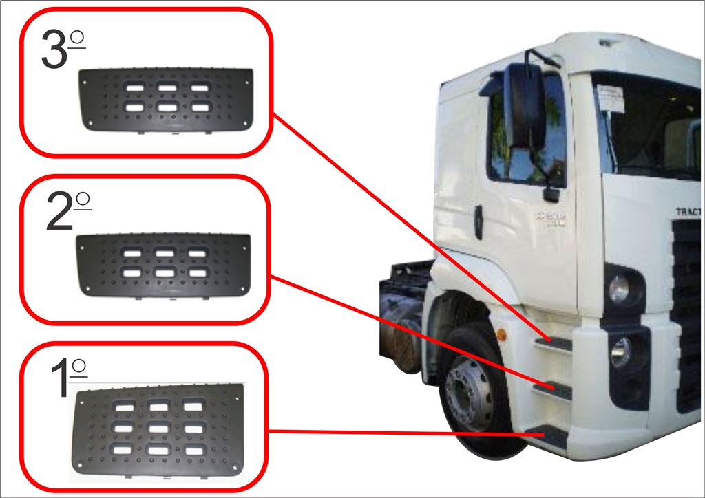 VWS014LD - PISANTE ESTRIBO VW CONSTELLATION 19.320 LD (MEIO) CINZA