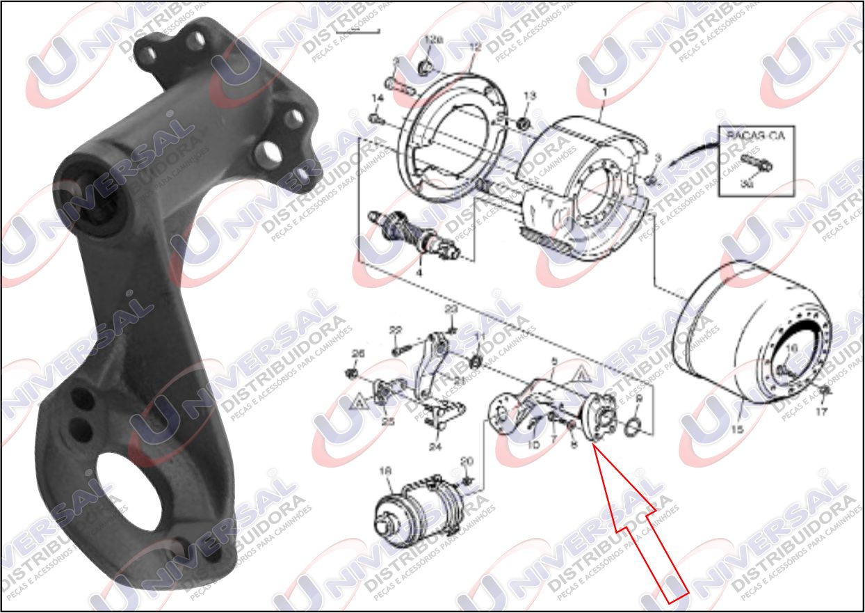 AD-3016 - SUP CUICA EIXO TRASEIRO LONGO VOLVO FH LE