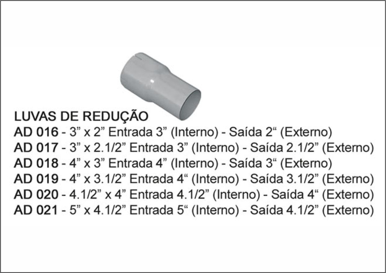 AD016 - TUBO INTERMEDIARIO REDUCAO 3" X 2"