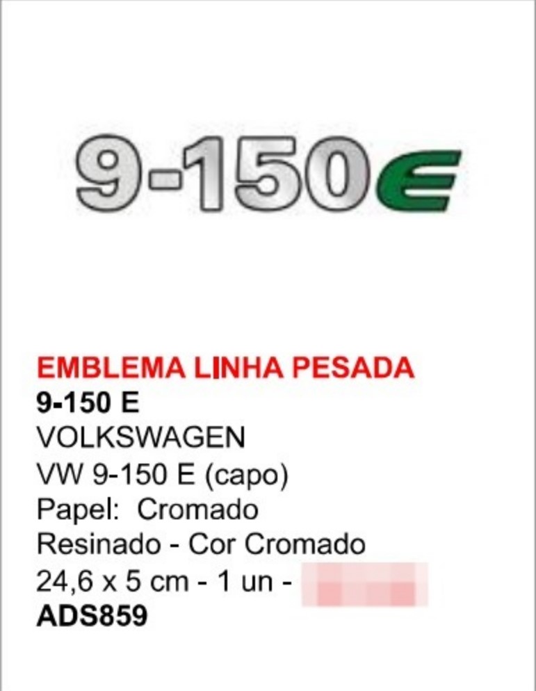 ADS0859 - EMBLEMA RESINADO VW 9-150 E CROMADO