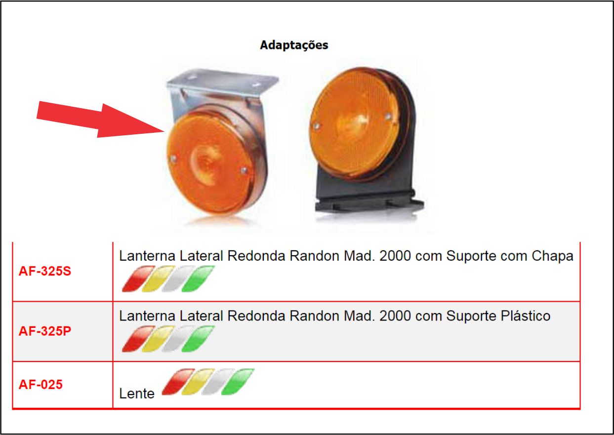 AF325 S-VM - LANTERNA LATERAL RED SUP METAL VEMELHA