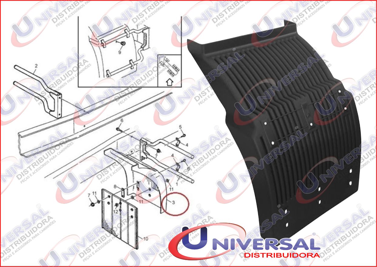 AM7082 - PARALAMA CABINE VOLVO FH ATE 2003 FIXO LD /LE