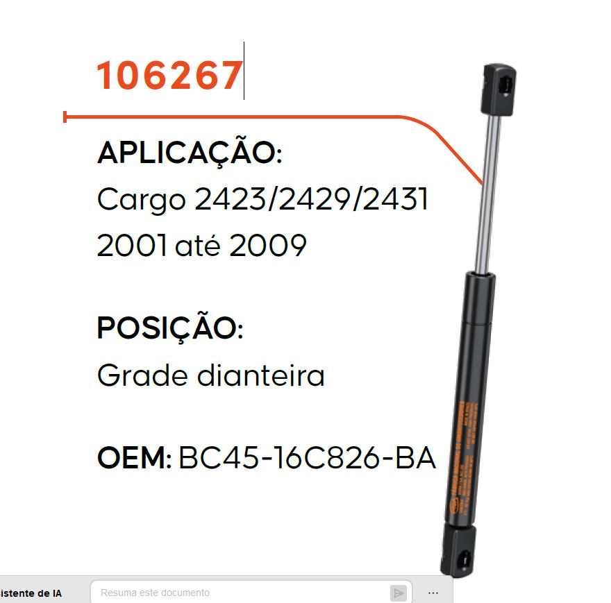 106267 - AMORTECEDOR GRADE CARGO GII 2423 2429 2629