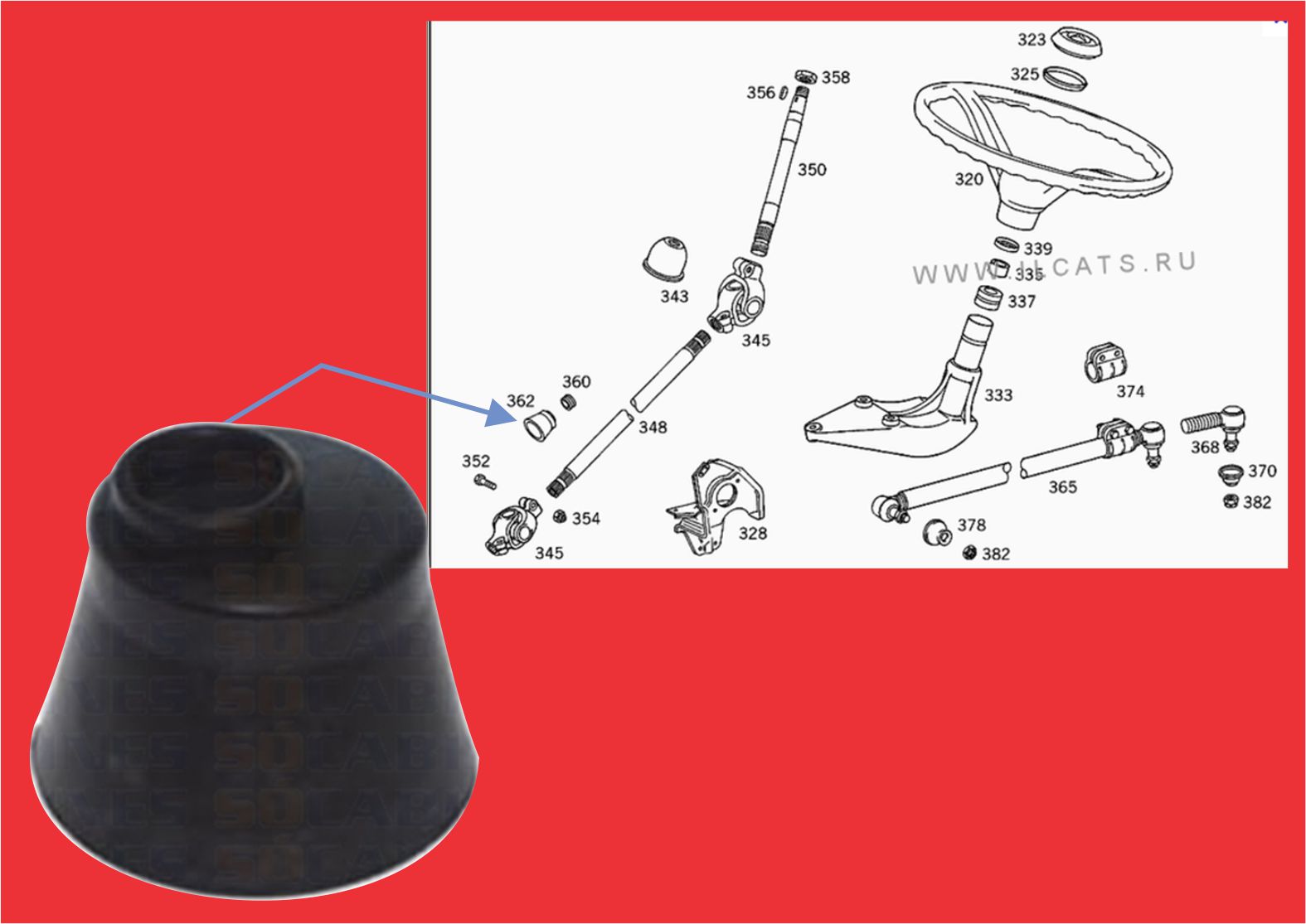 AD-100 - BORRACHA GUARDA PO COLUNA DIRECAO MB 1113