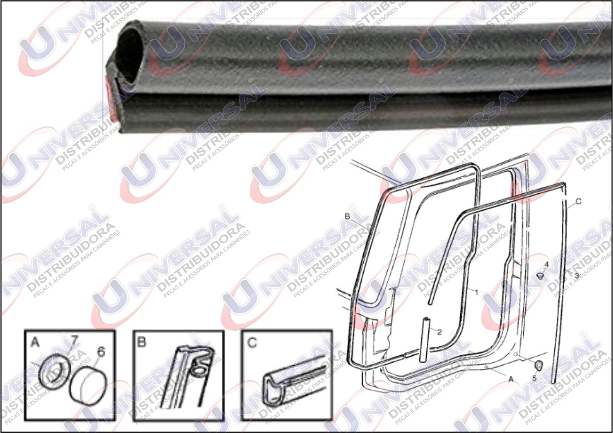 3176221 - BORRACHA PORTA VOLVO FH 40 CM COLANTE