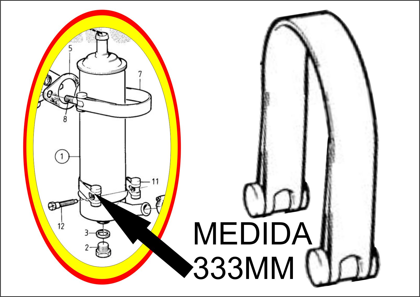 1545256 - ABRACADEIRA CINTA RAD OLEO VOLVO FH INFERIOR 330MM