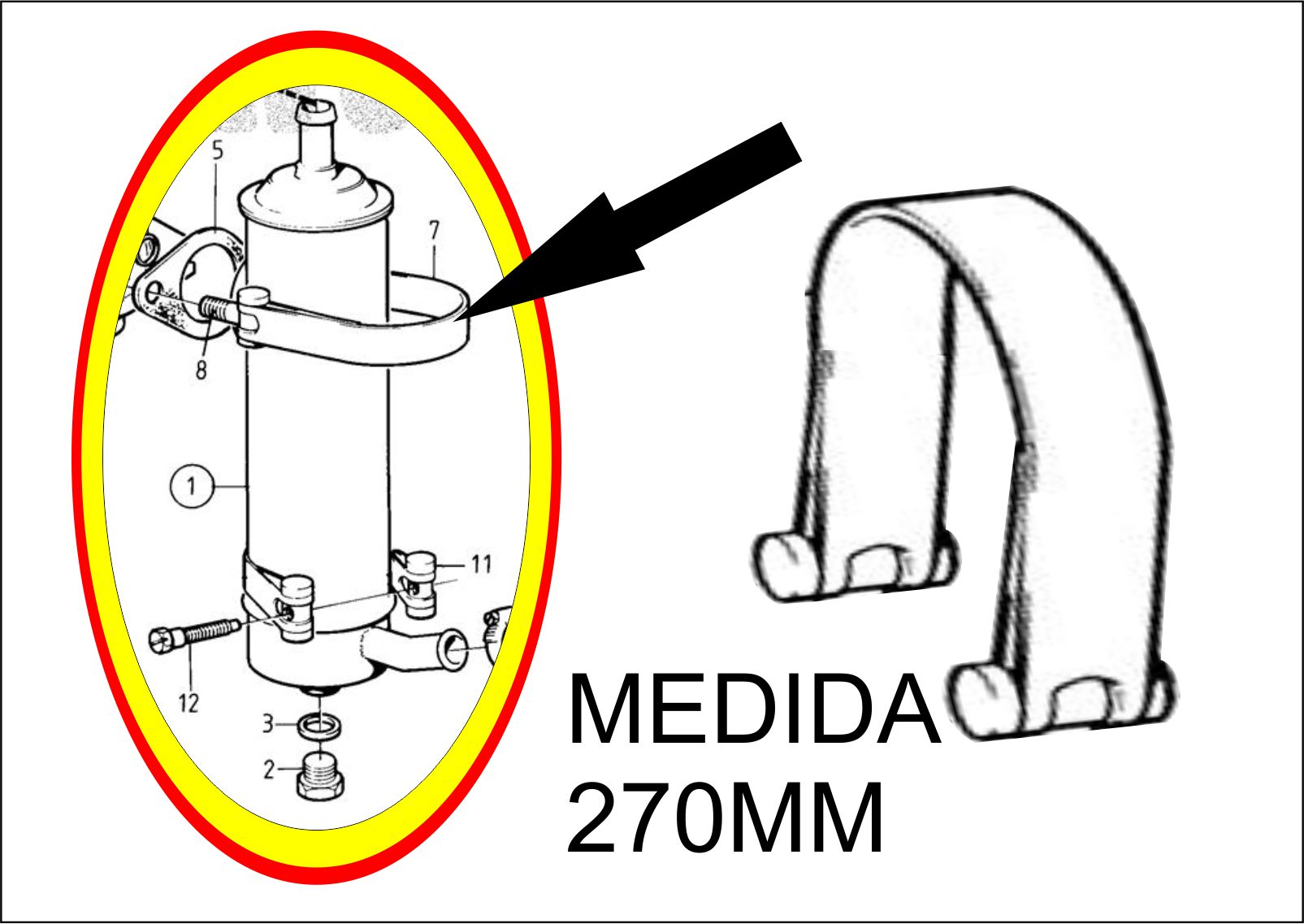 1545255 - ABRACADEIRA CINTA RAD OLEO VOLVO FH SUPERIOR 270MM