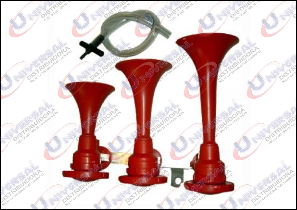 FC132457 - BUZINA AR 3 CORNETAS TRISOM (VERMELHA) COMPRESSOR
