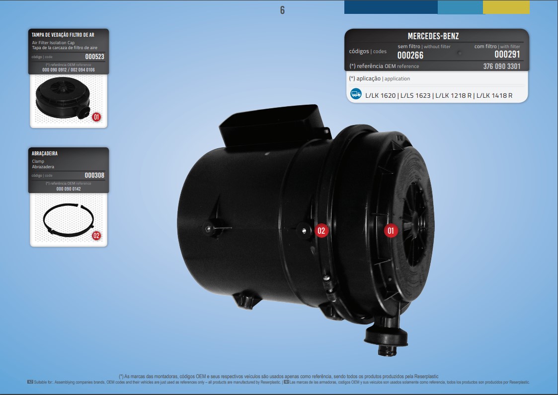 RP000266 - CONJ FILTRO AR S/ ELEMENTO 266