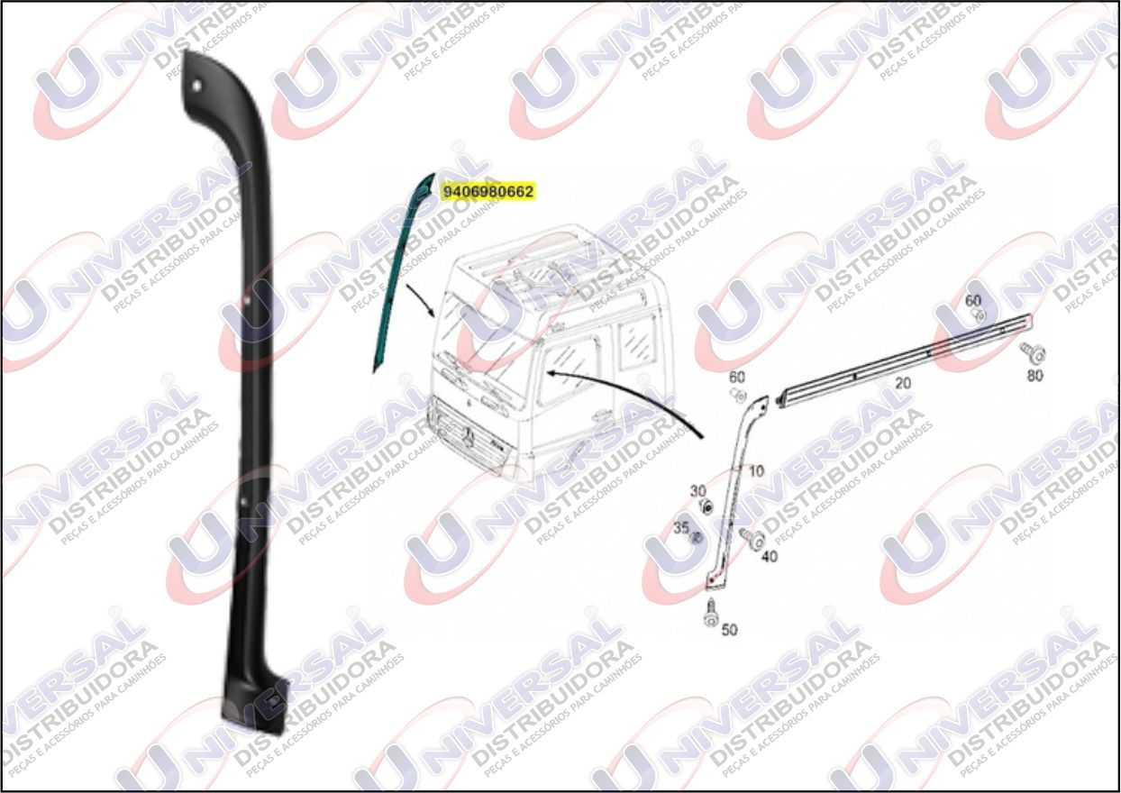 4372085 - REVEST COLUNA AXOR/ ATEGO TETO ALTO PL LD