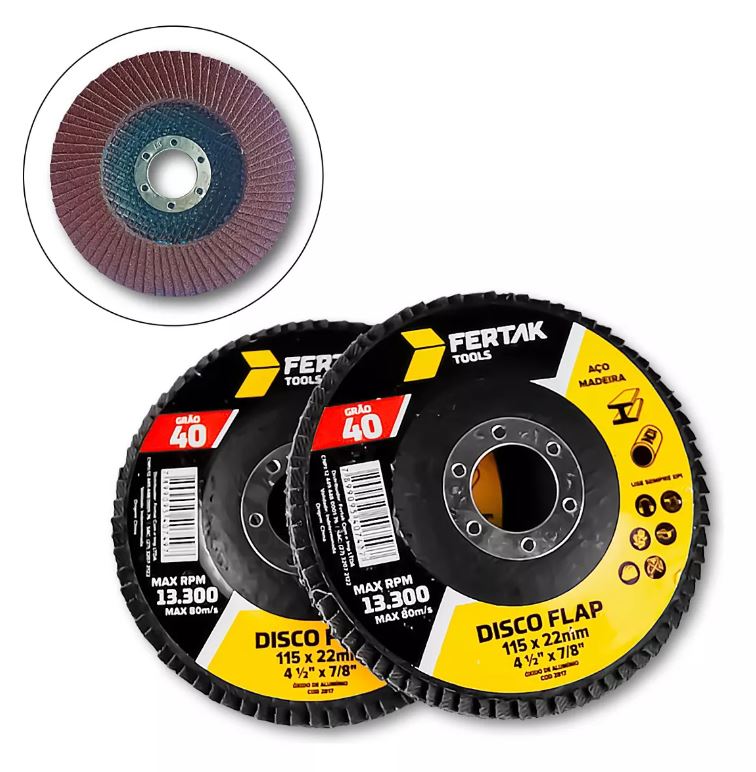 BTD25802115 - DISCO DESBASTE FLAP RETO 4,5 ACO E MADEIRA