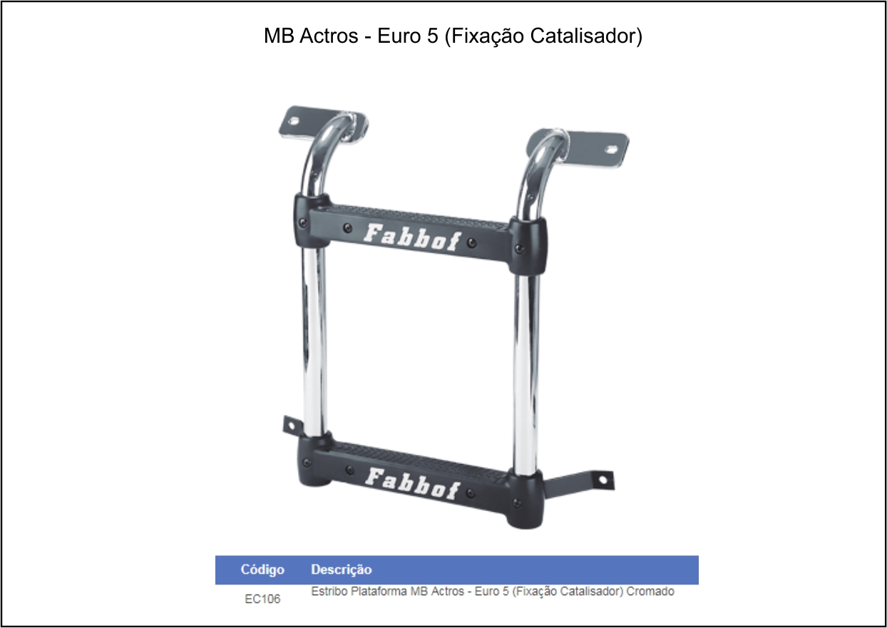 EC106 - ESCADA CATALISADOR MB ACTROS EURO 5 FIX CATAL