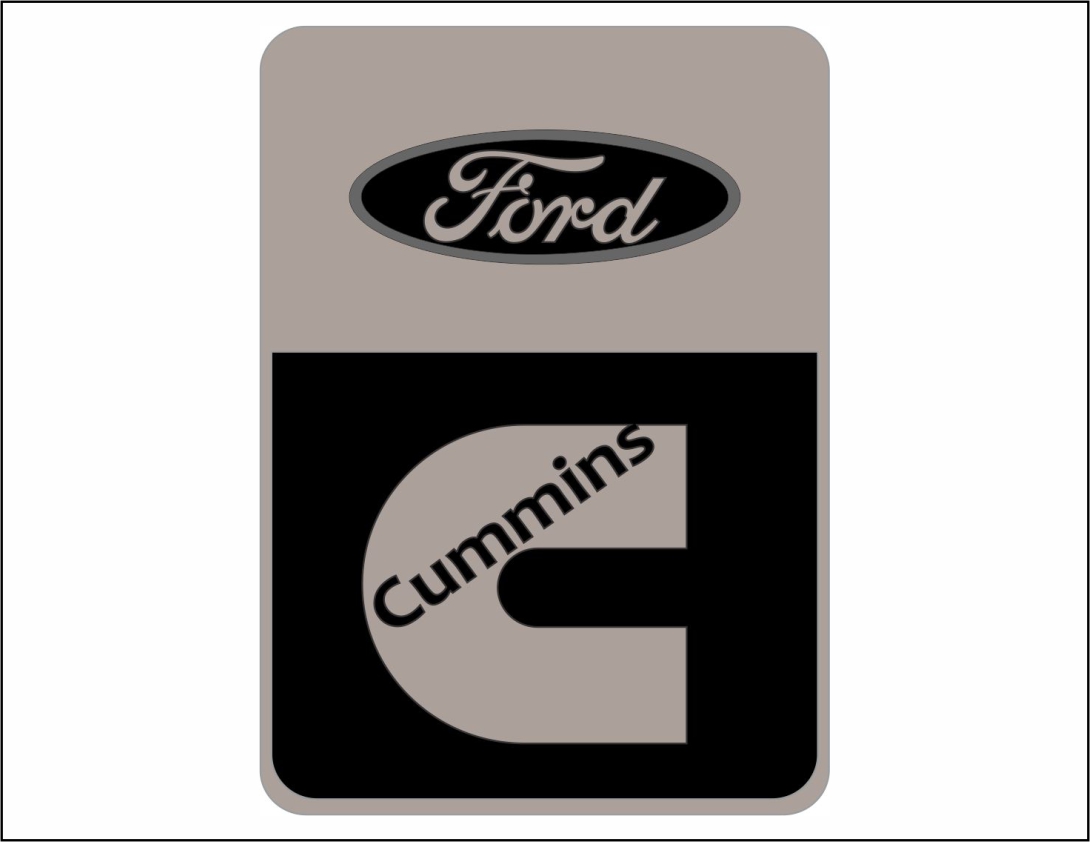 ADS0691 - EMBLEMA RESINADO CARGO PORTA CUMMINS PRETO/BRANCO 80MM X 60MM