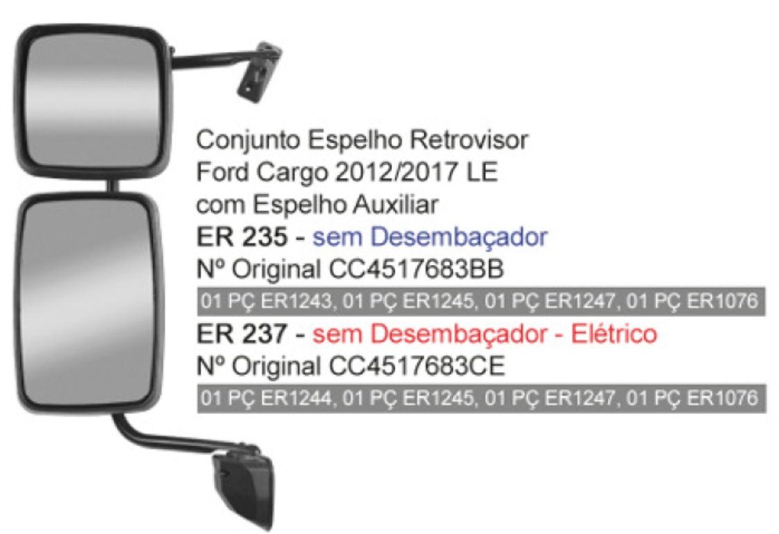 ER237 - CONJ ESPELHO CARGO GII 2013 LE S/DESEMB C/ELETRICO