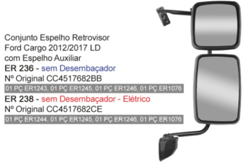 ER238 - CONJ ESPELHO CARGO GII 2013 LD S/DESEMB C/ELETRICO