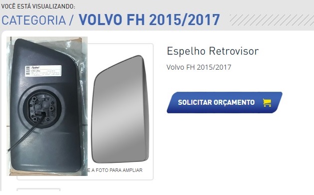 ER1255 - ESPELHO PRINCIPAL VOLVO FH4 2015 C/DESEMB ELETRICO LE