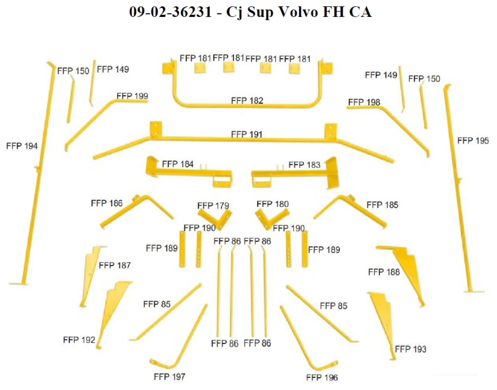 FP16316 - DEFLETOR BAU VOLVO FH CABINE ALTA