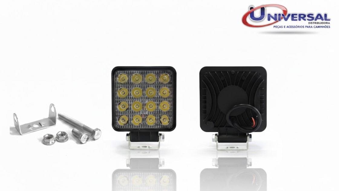 FLX1045 - FAROL AUX 16 LEDS QUADRADO BI-VOLT 35MM GROS