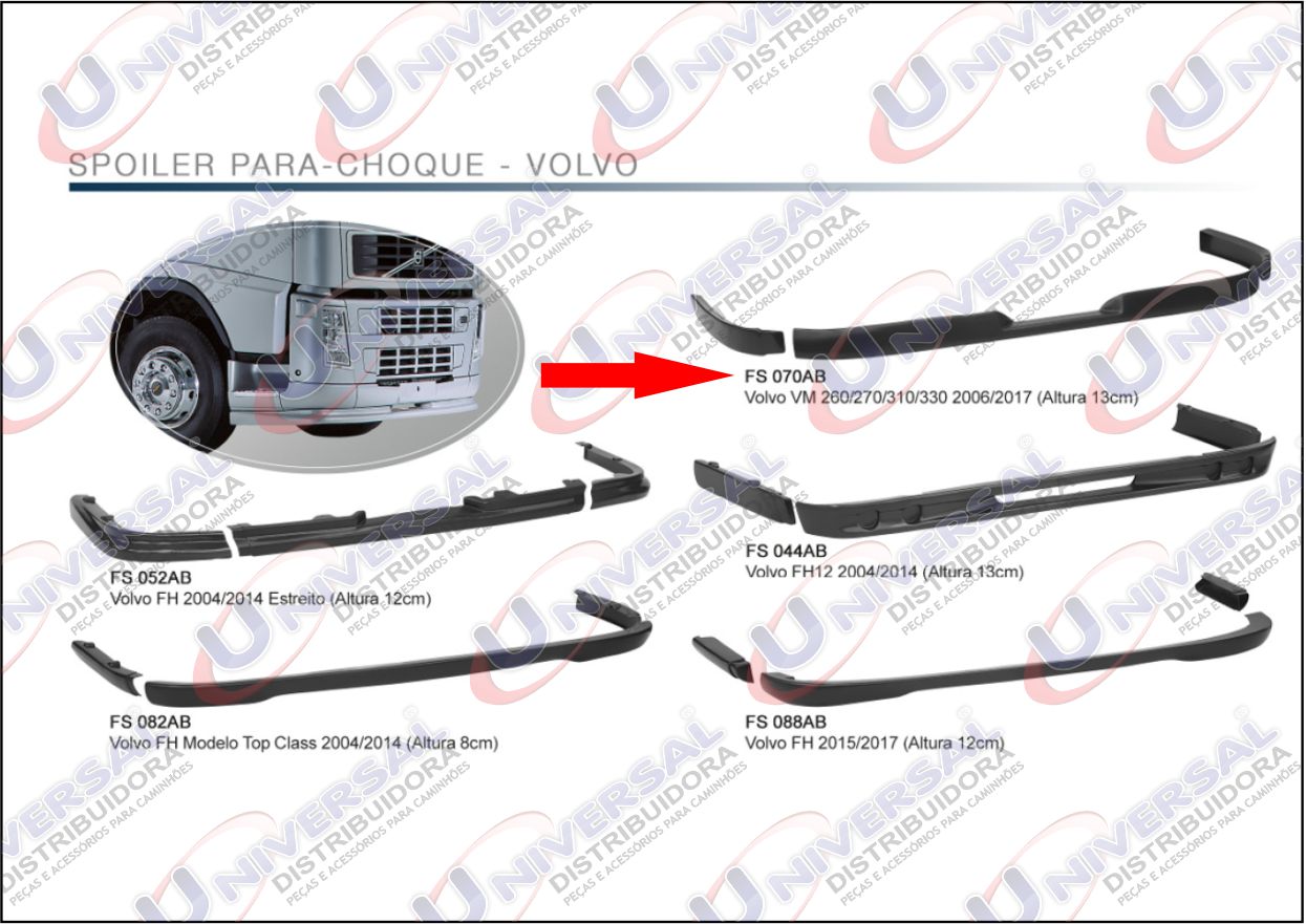 FS070AB - SPOILER VOLVO VM 2006 A 2014 2º NIVEL PL