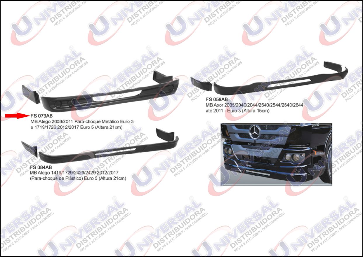 FS073AB - SPOILER MB ATEGO 2008 A 2020 PARA PARACHOQUE FERRO