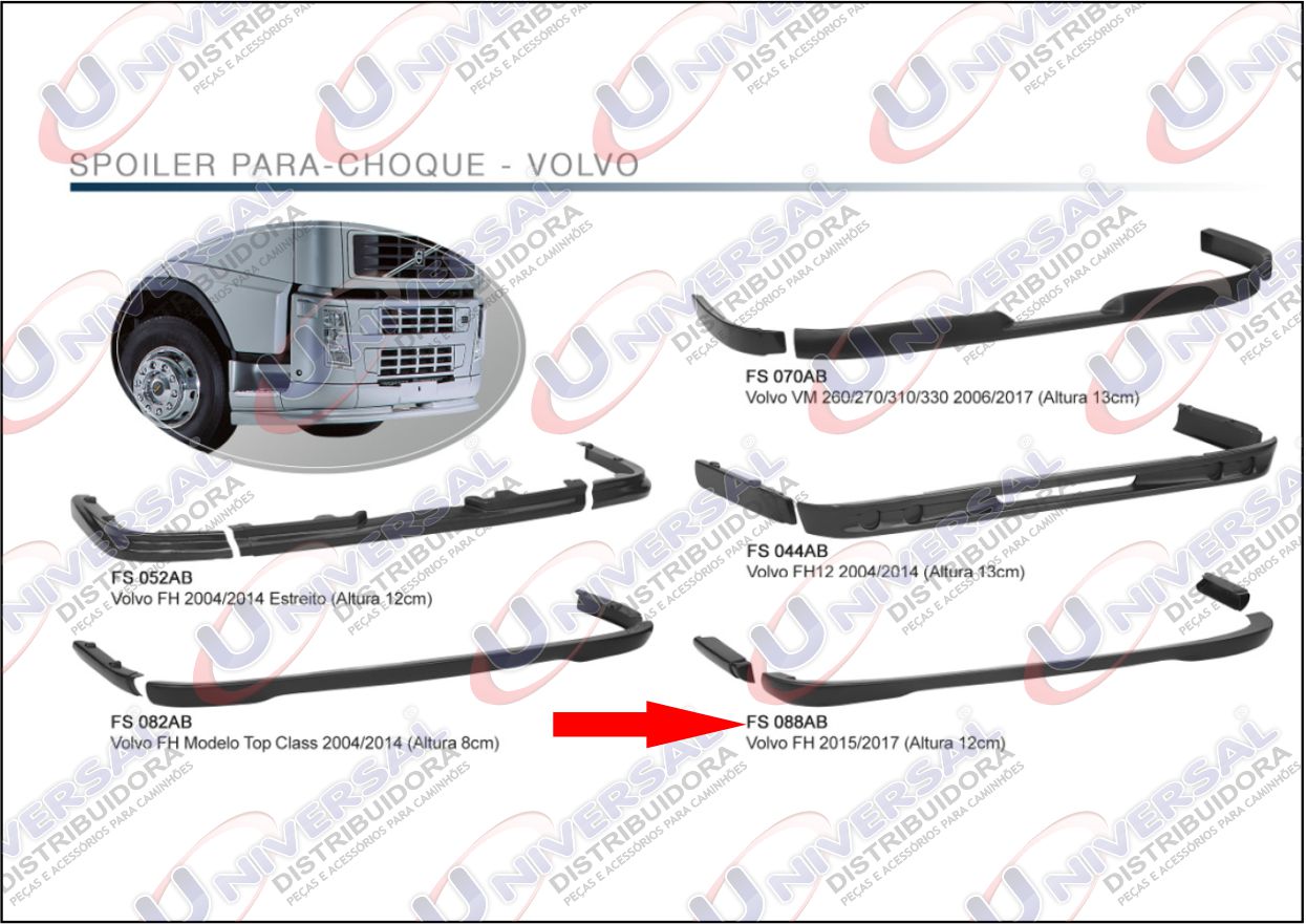 FS088AB - SPOILER VOLVO FH4 2015 PLASTICO ( 03 PARTES )