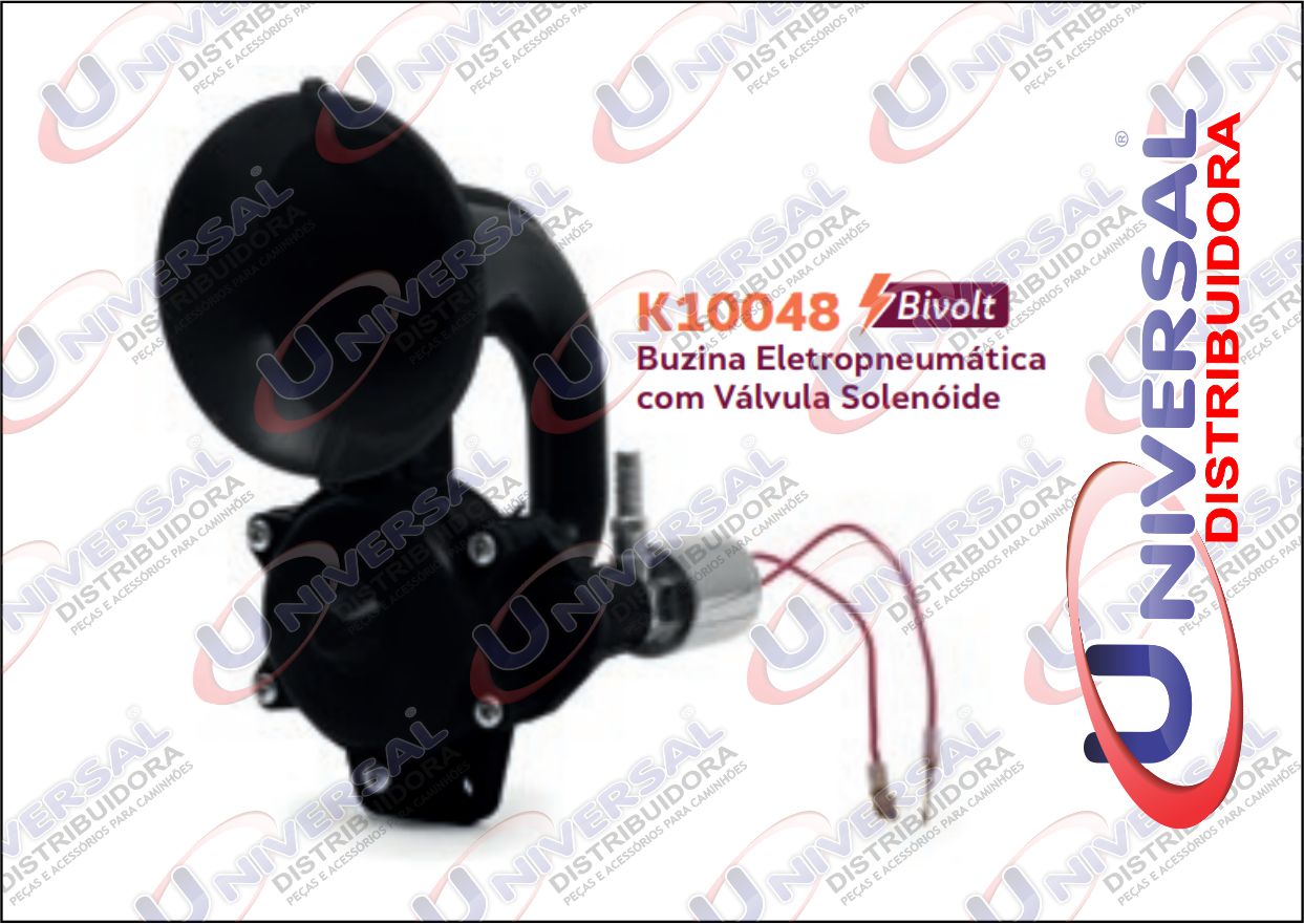 K10048 - BUZINA AR VOLVO FH13 AXOR SCANIA S4 ORIG S/ SOLENOIDE 24 VTS PRETA