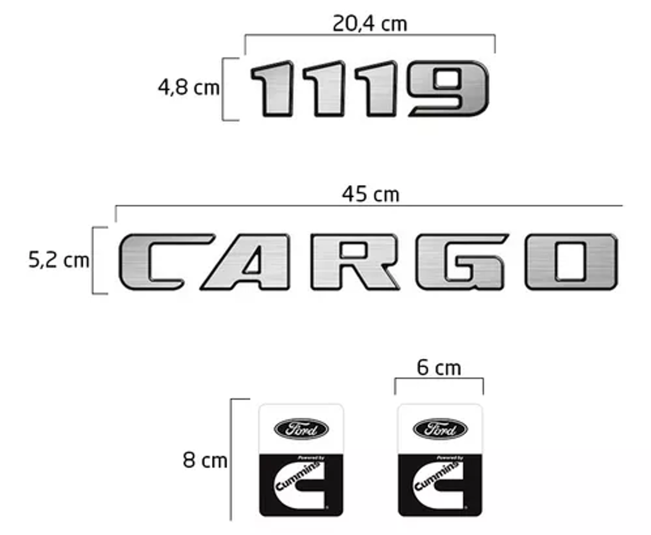 KIT812 - EMBLEMA RESINADO CARGO 1119 / CARGO ESCOVADO