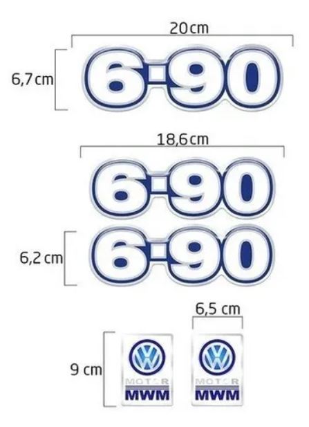 KIT0891 - EMBLEMA RESINADO VW 6-90 AZUL MWM RESINADOS