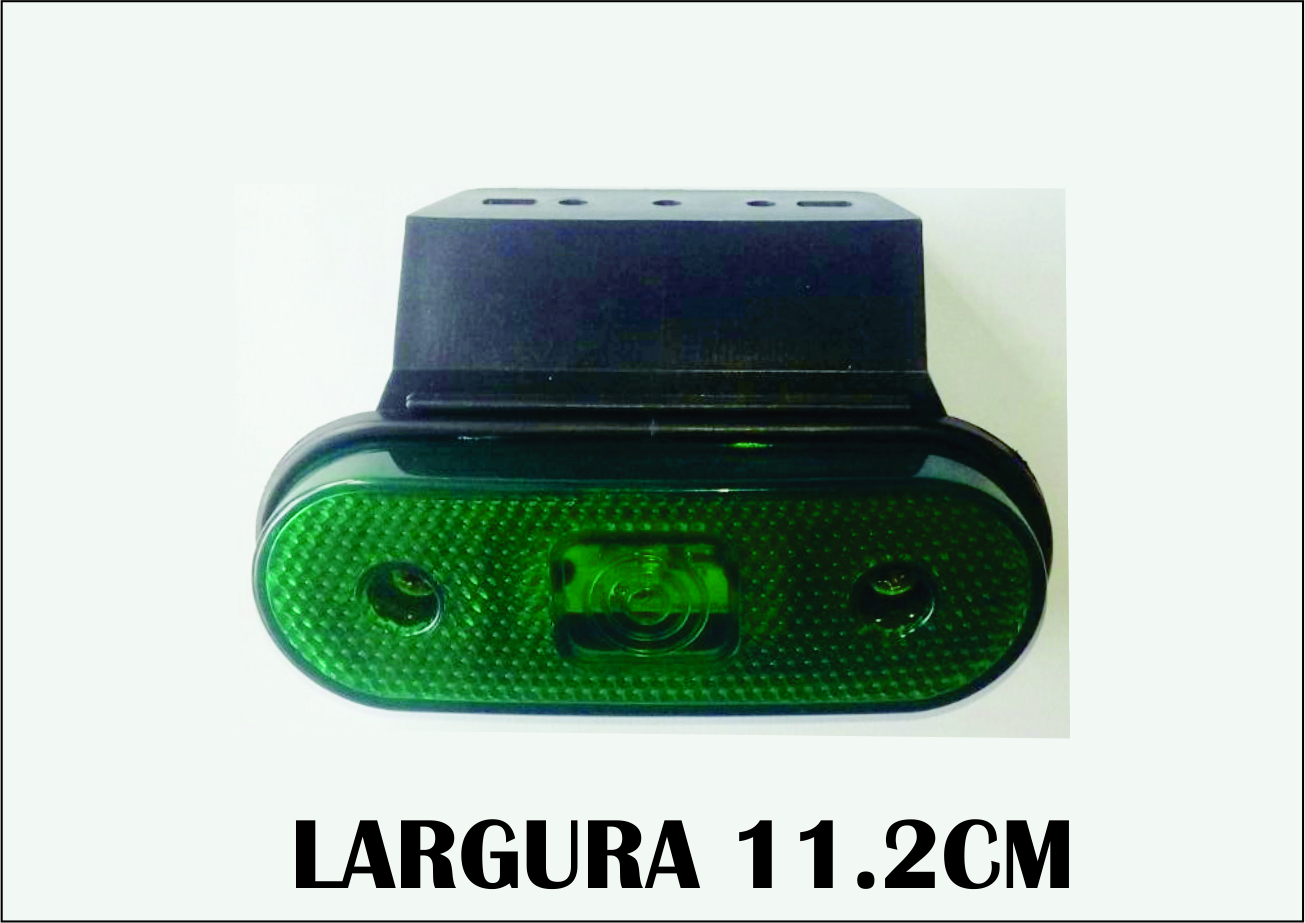 L3016VD - LANTERNA LATERAL OBLONGO C/SUP FACC LED VD BASE RETA