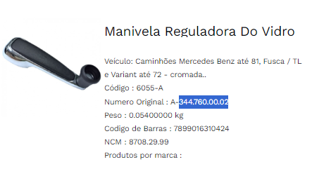 AT6055-A - MANIVELA DO VIDRO MB ANTIGA CROMADA