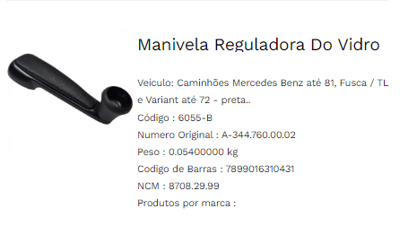 AT6055-B - MANIVELA DO VIDRO MB ANTIGA PRETA