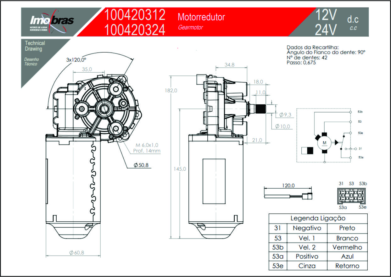EW004.308 - MOTOR LIMPADOR PARABRISA MB 1935 24V( A1 )