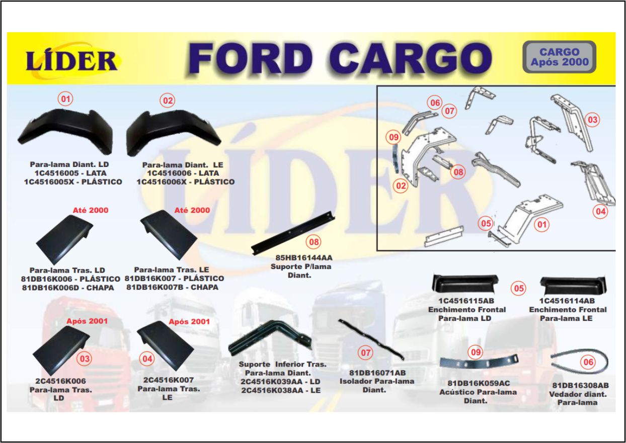 1C4516006AAWX - PARALAMA CABINE CARGO APOS 2000 FIBRA LE