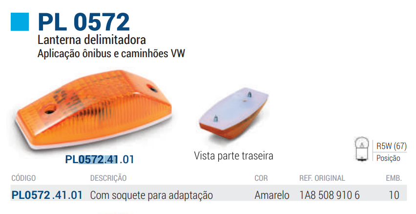 PL05724101 - LANTERNA SETA LATERAL SUP VW 6.90 AMARELA