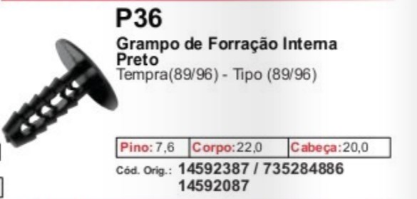 P36 - PRESILHA FORRO TETO DIVERSOS